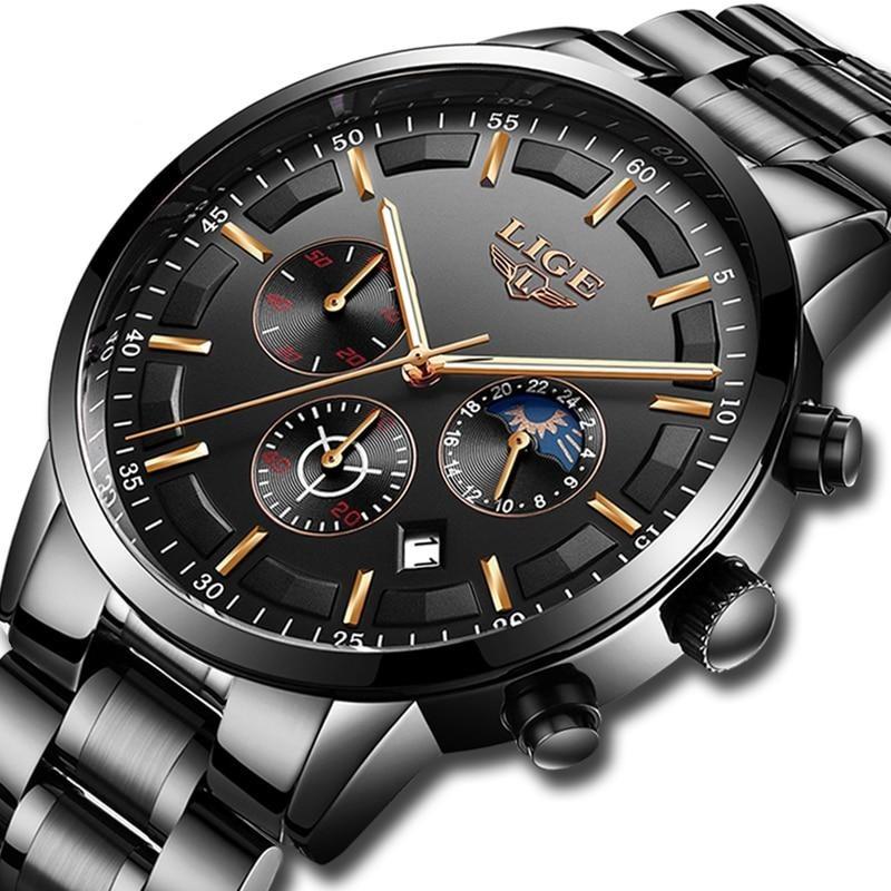 Montre-bracelet en acier noir