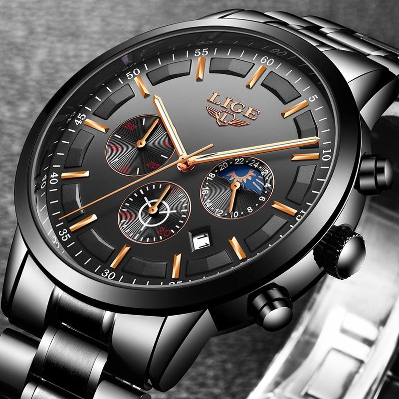 Montre-bracelet en acier noir