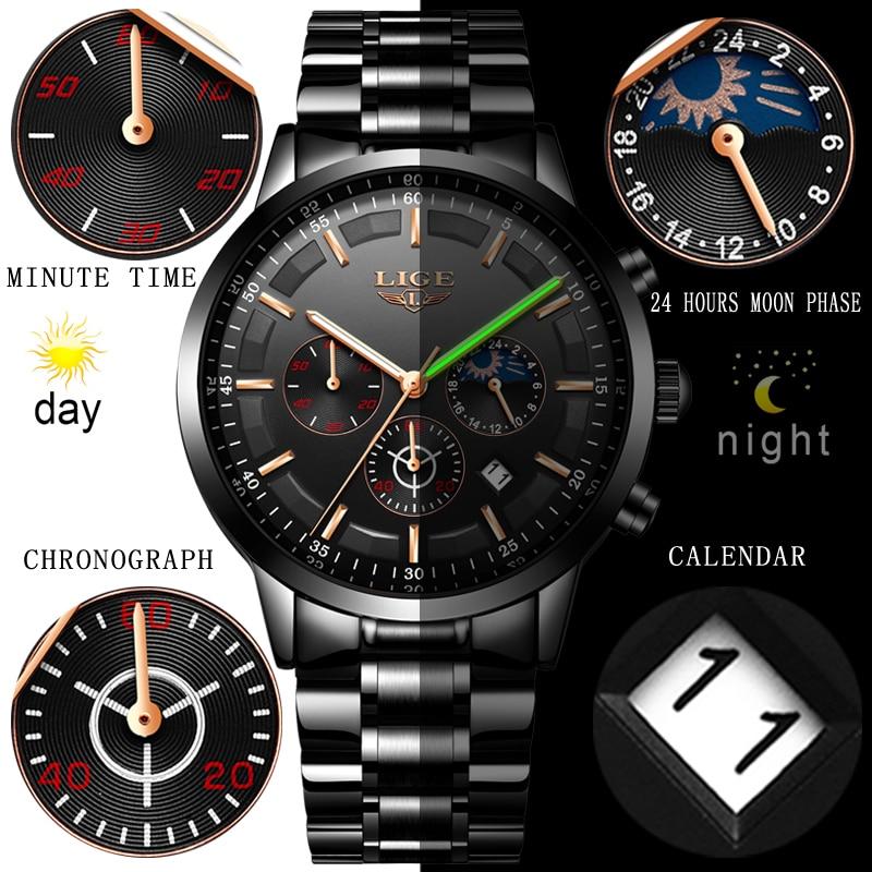 Montre-bracelet en acier noir