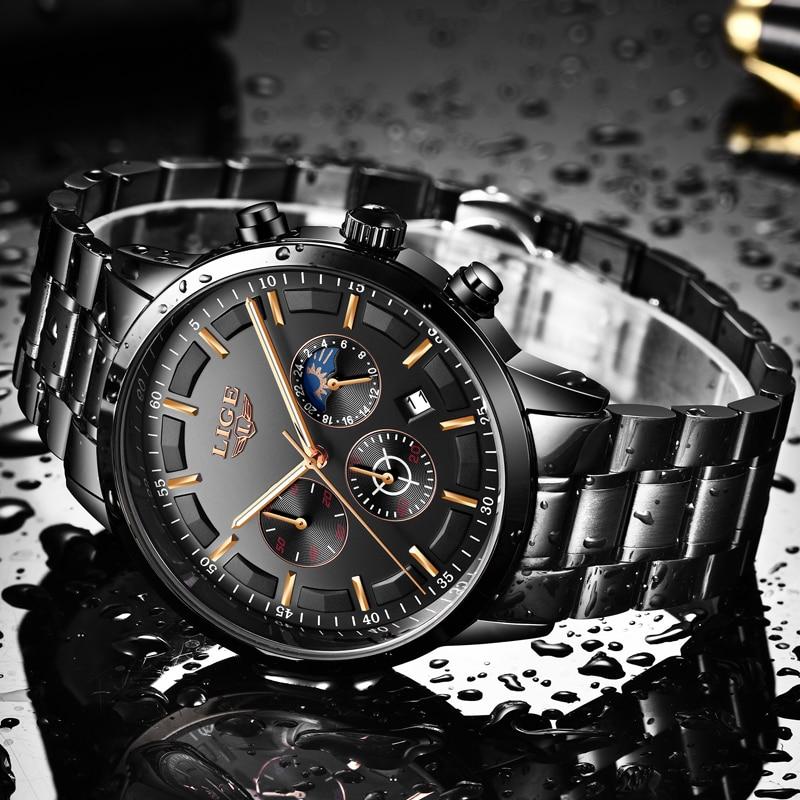 Montre-bracelet en acier noir
