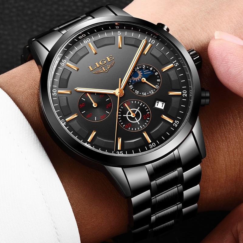 Montre-bracelet en acier noir