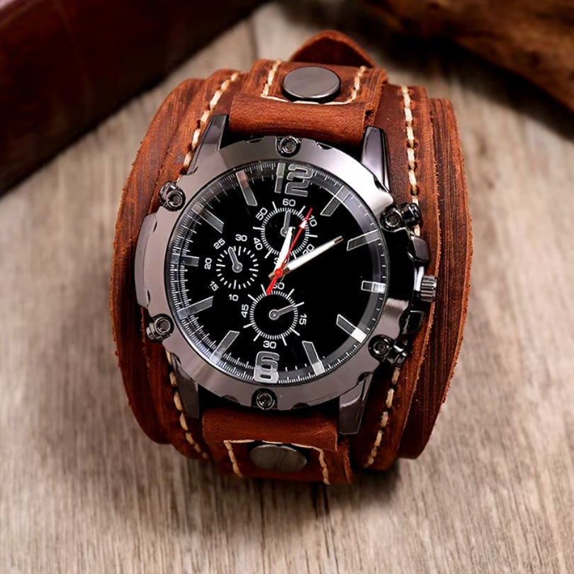Montre classique avec bracelet en cuir