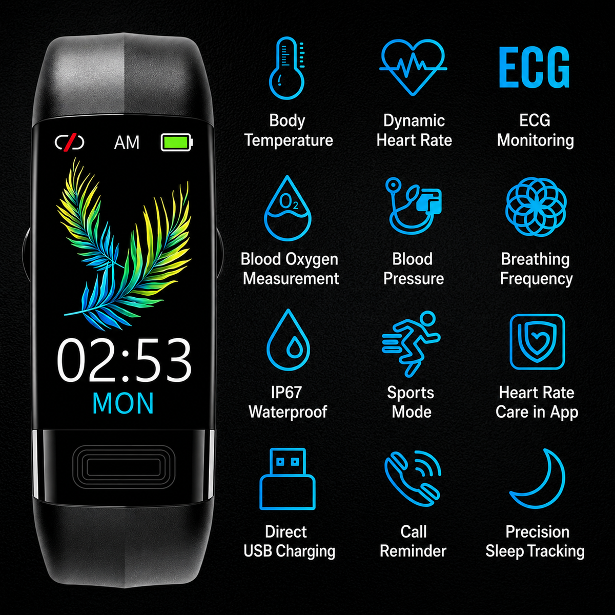 Montre connectée avec suivi de santé, ECG, tension artérielle et suivi du sommeil