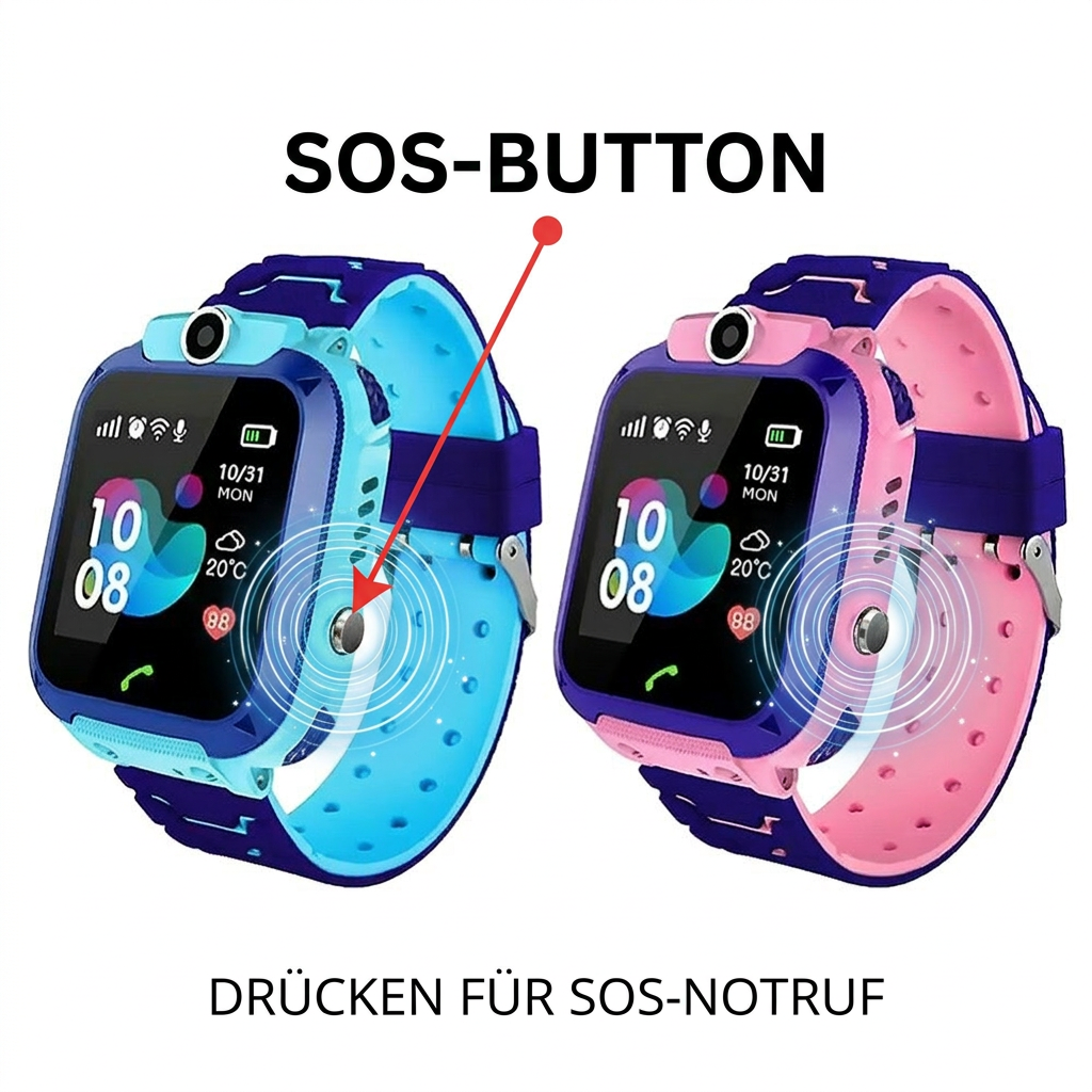 Montre connectée pour enfant avec GPS, appareil photo, appels téléphoniques et bouton SOS