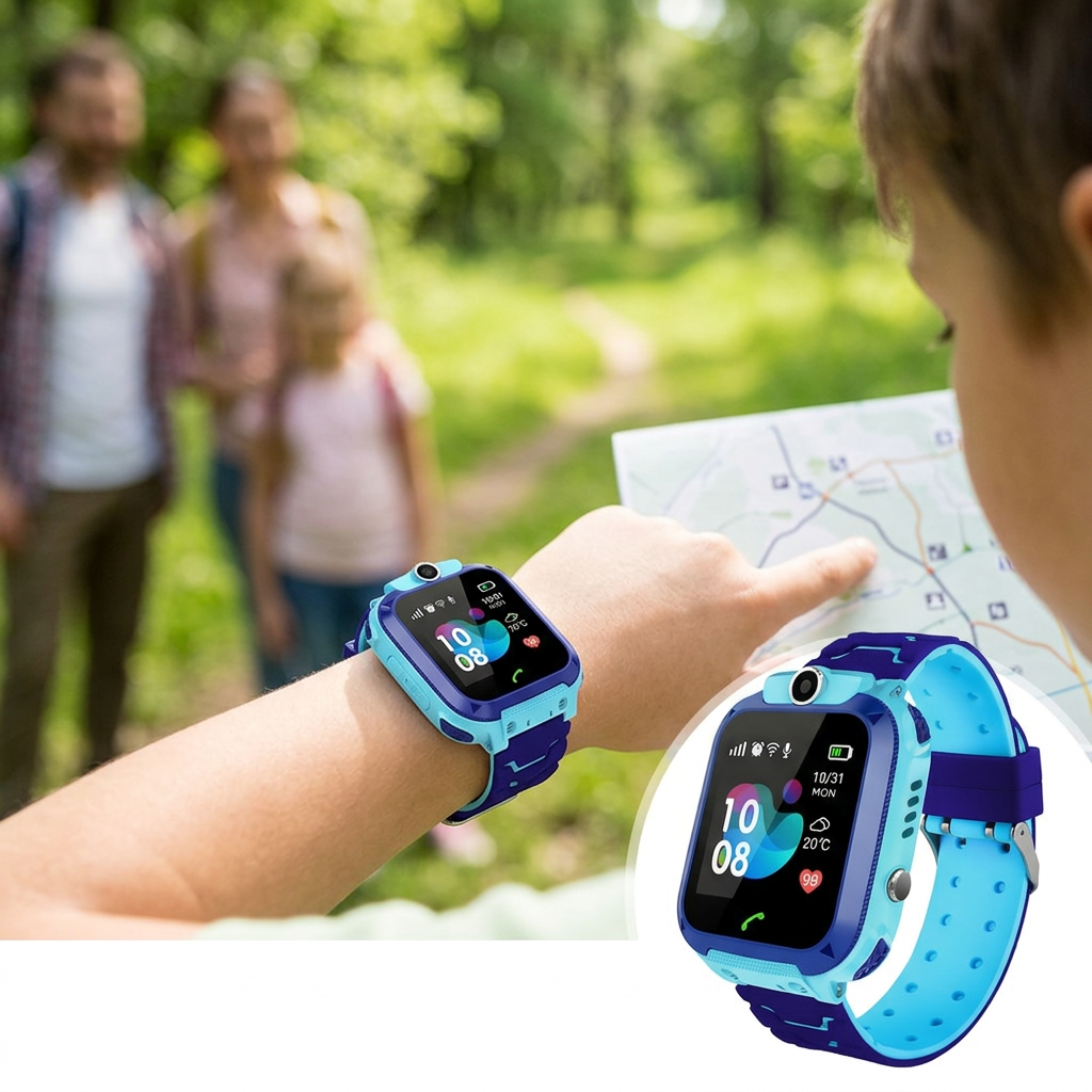 Montre connectée pour enfant avec GPS, appareil photo, appels téléphoniques et bouton SOS