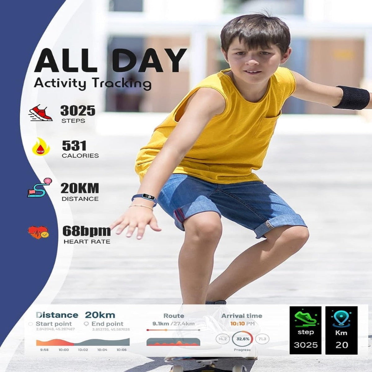 Montre connectée pour enfant avec GPS, suivi de la condition physique et fonctions de santé