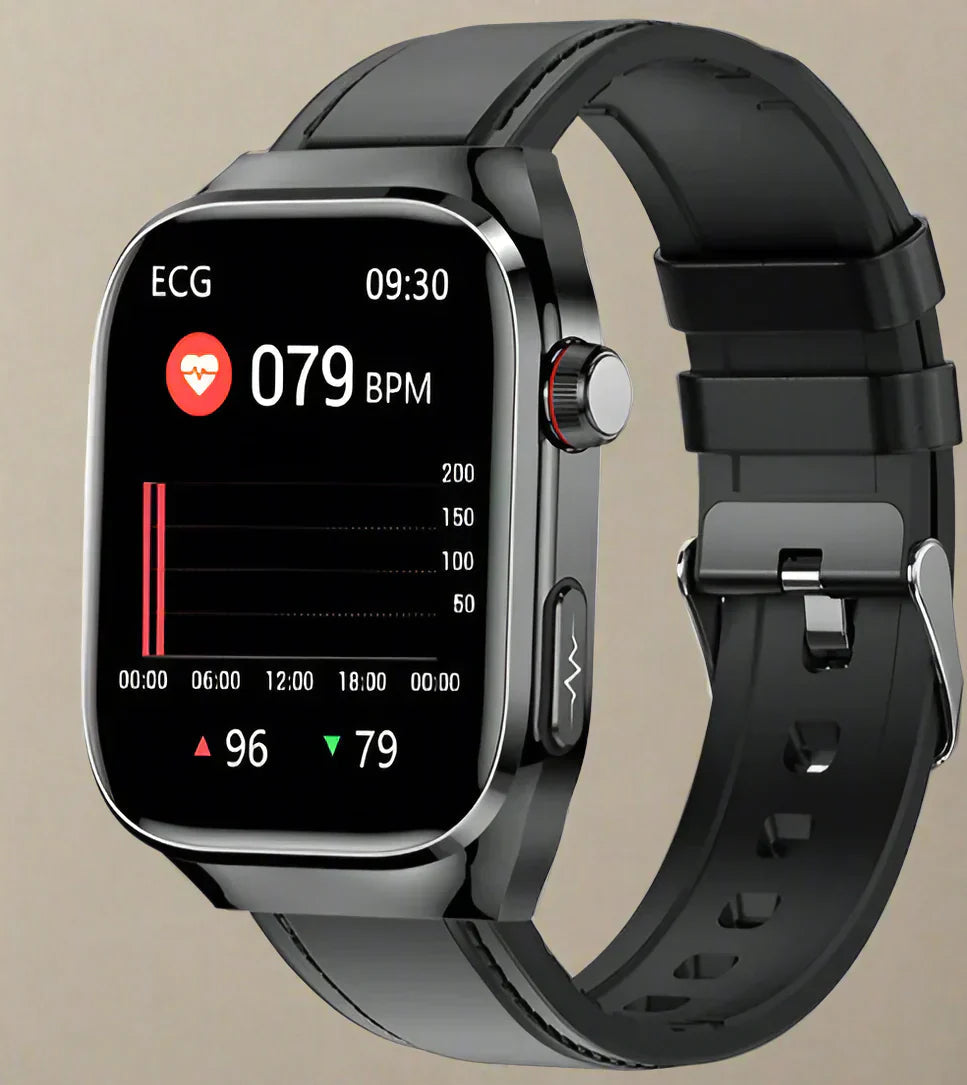 Montre connectée santé avec ECG et écran AMOLED 2,04 – suivi de la fréquence cardiaque, de la glycémie et plus encore