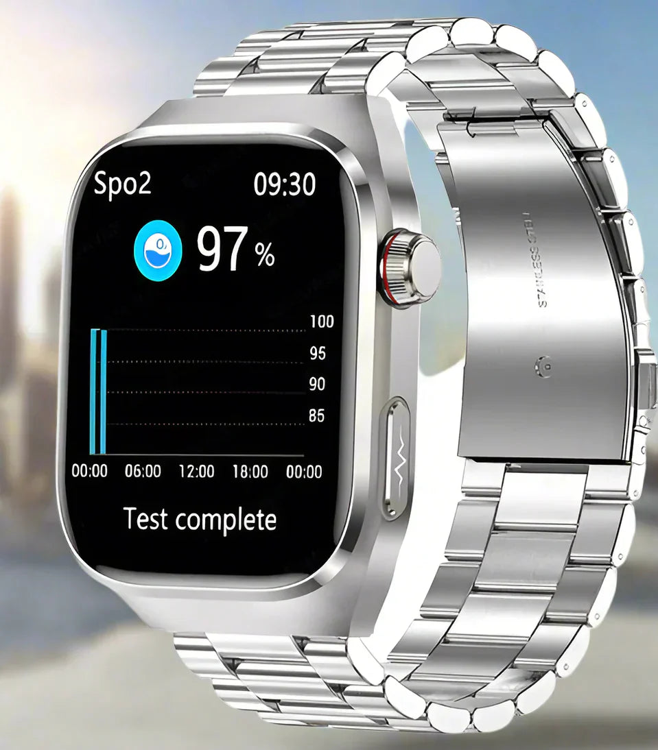Montre connectée santé avec ECG et écran AMOLED 2,04 – suivi de la fréquence cardiaque, de la glycémie et plus encore