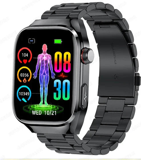 Montre connectée santé avec ECG et écran AMOLED 2,04 – suivi de la fréquence cardiaque, de la glycémie et plus encore