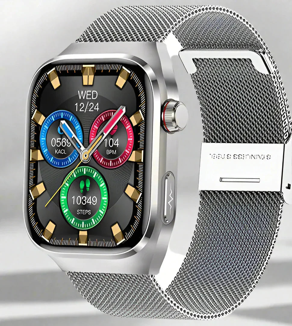 Montre connectée santé avec ECG et écran AMOLED 2,04 – suivi de la fréquence cardiaque, de la glycémie et plus encore