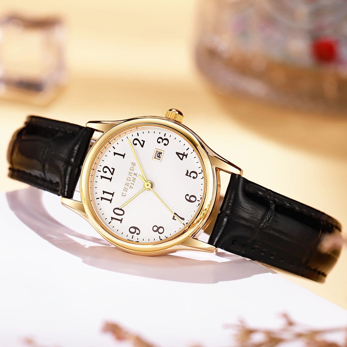Montre femme carrée avec bracelet synthétique