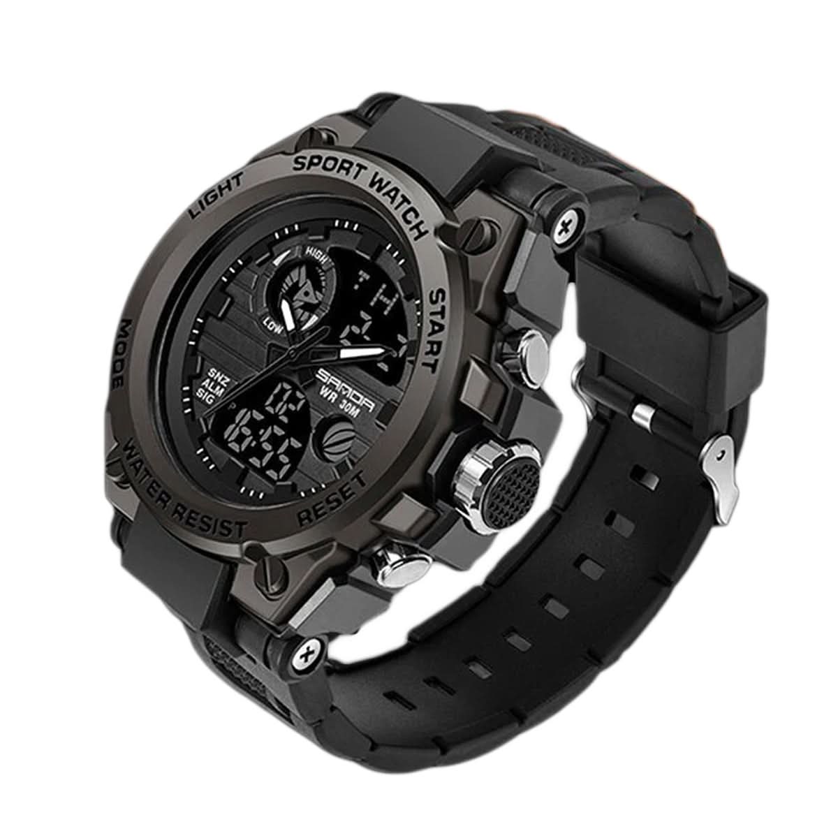 Montre militaire pour homme avec affichage analogique-numérique et fonctionnalités
