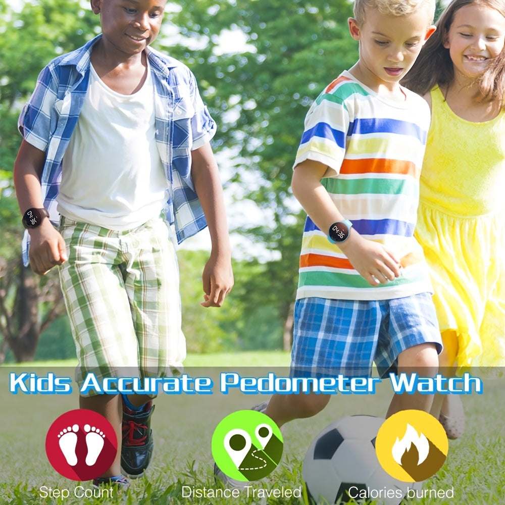 Montre podomètre numérique à LED avec alarme vibrante – tracker d'activité pour enfant