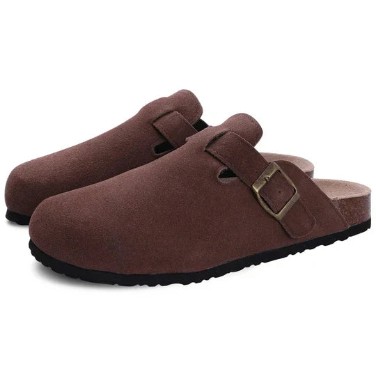 Mules femmes en cuir et liège
