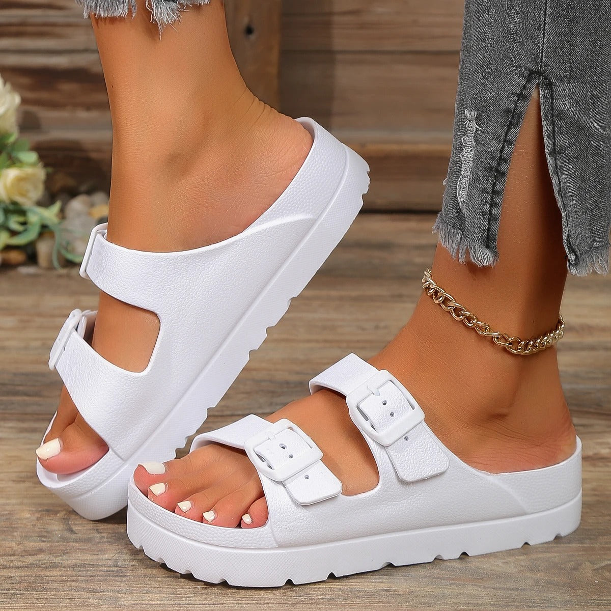 Mules pour femme à semelle épaisse amortissante