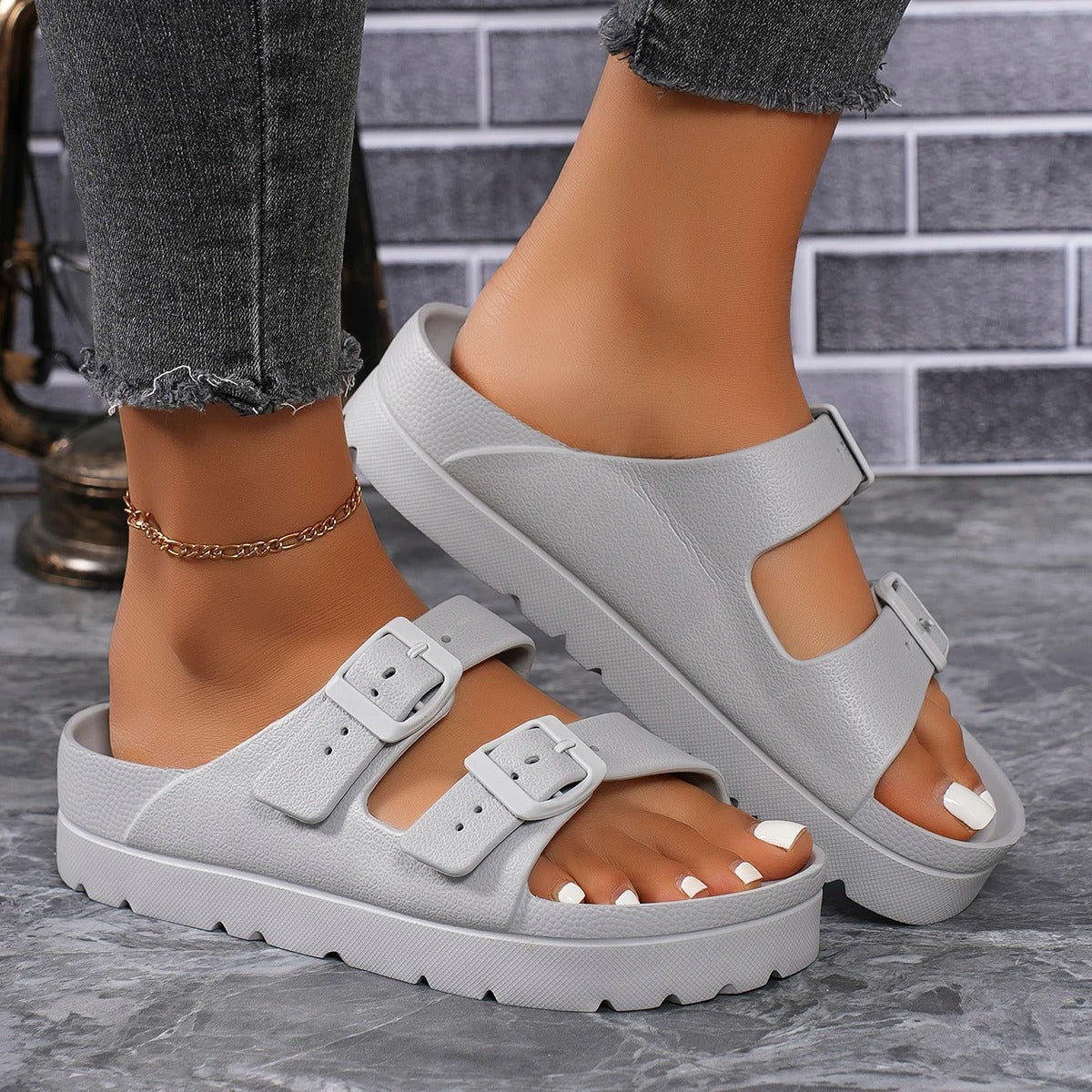 Mules pour femme à semelle épaisse amortissante