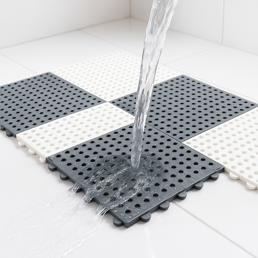 Non-Slip Bath Mat Set | Waterproof Rubber | Mold Resistant | 11.8" x 11.8" | Quick-Drying Safety