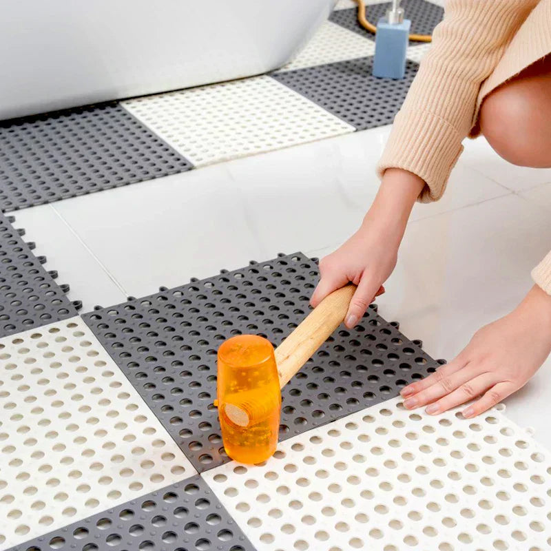 Non-Slip Bath Mat Set | Waterproof Rubber | Mold Resistant | 11.8" x 11.8" | Quick-Drying Safety