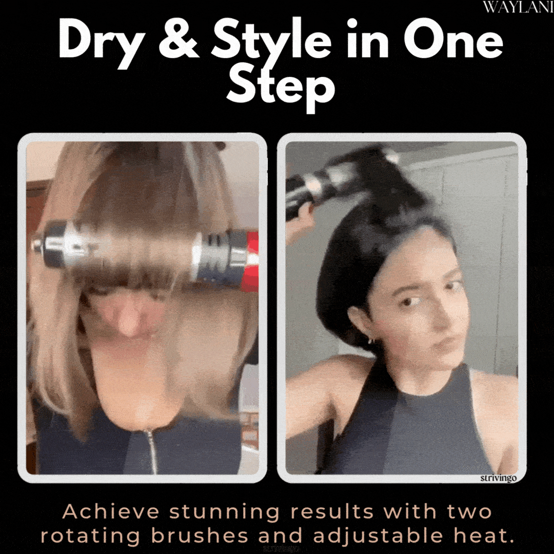 Olvoria | 3-in-1 Rotating Hair Dryer and Styler with Adjustable Temperature for Effortless Curls and Waves