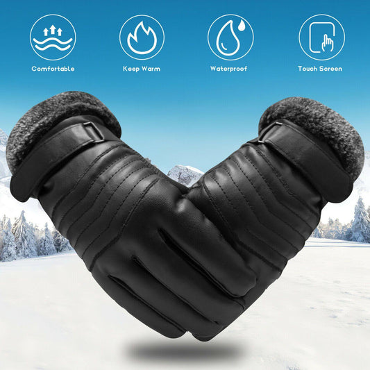 Olvoria | -30℃ Waterproof, Warm Leather Ski Gloves for Winter | Touchscreen Compatible