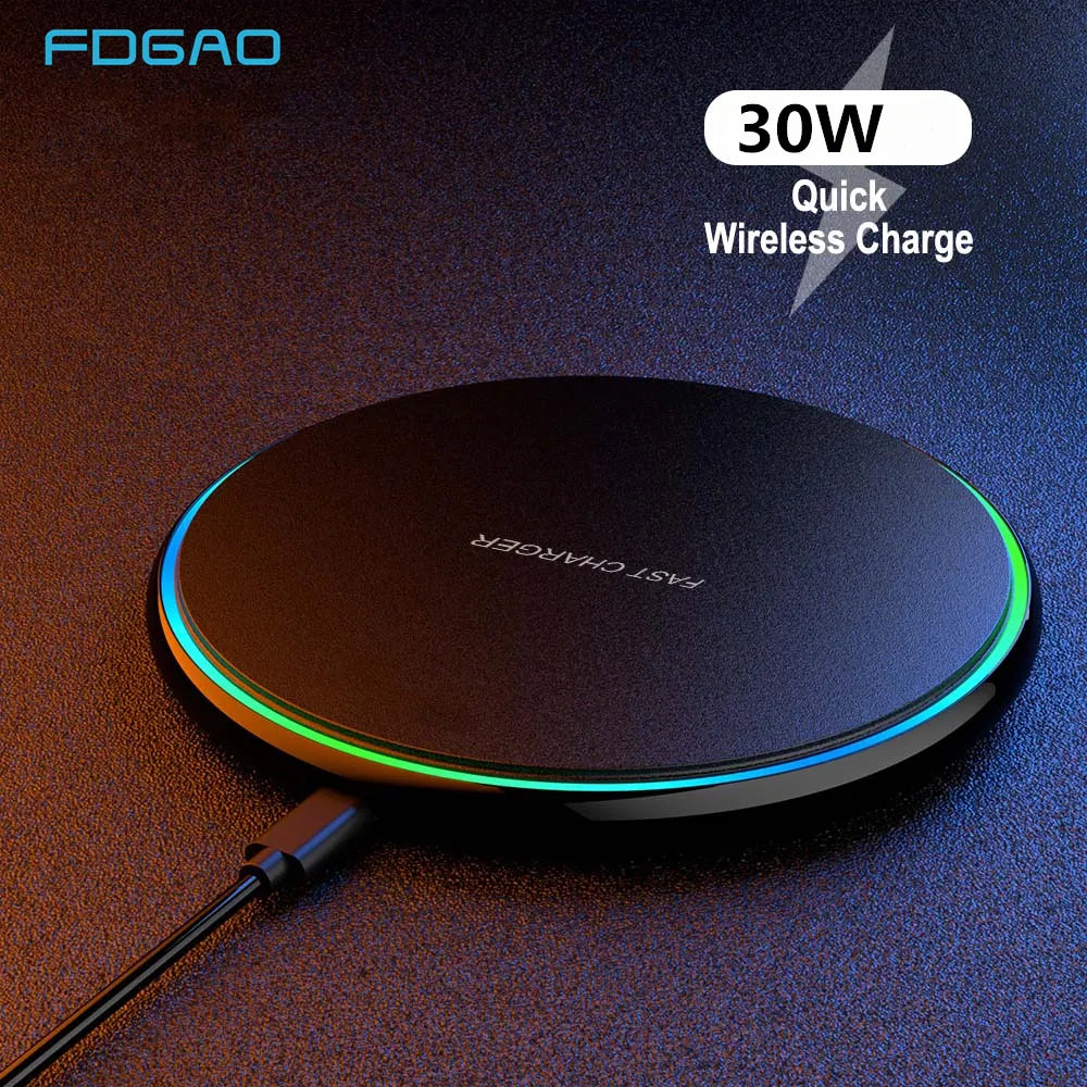 Olvoria | 30W Fast Wireless Charging Pad | Premium USB C MagSafe Charger for Apple iPhone, Samsung & Android - Fast Wireless Charging Pad