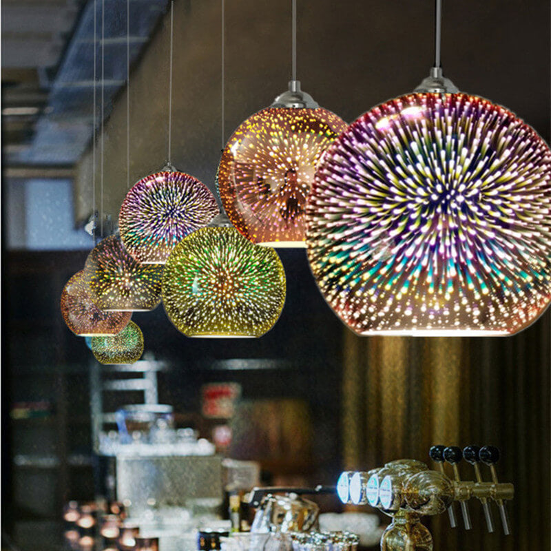 Olvoria | 3D Firework Glass Pendant Light | Creative Colored Glass Design