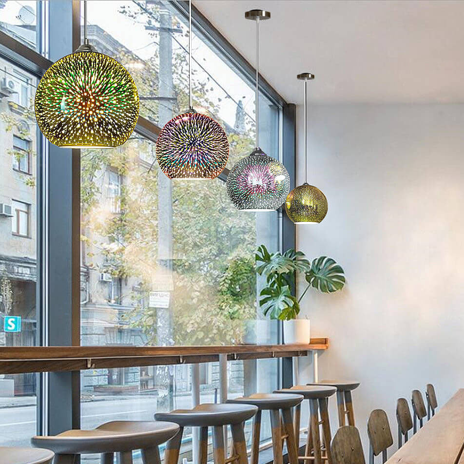 Olvoria | 3D Firework Glass Pendant Light | Creative Colored Glass Design