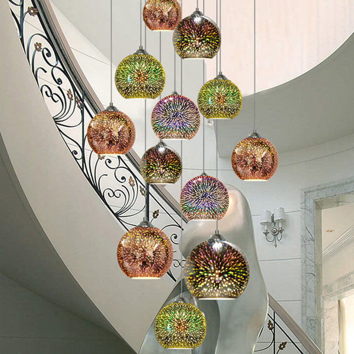 Olvoria | 3D Firework Glass Pendant Light | Creative Colored Glass Design