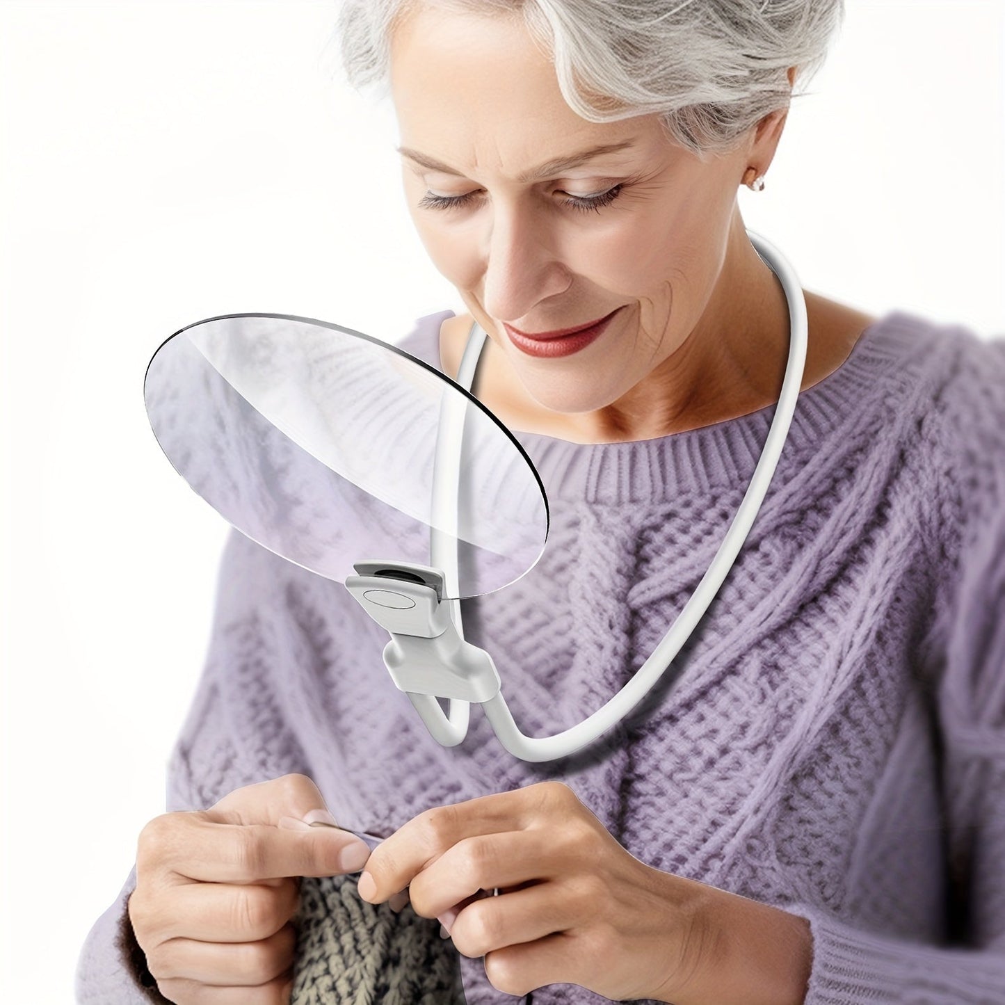 Olvoria | 5X Magnifying Glass Pro – Hands-Free Adjustable Neck Loupe for Seniors and Visually Impaired Individuals – Perfect for Reading, Sewing, Crafts, and Inspection