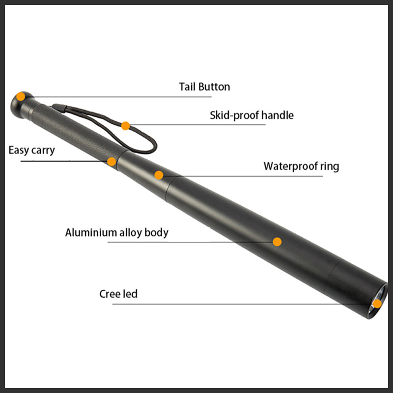 Olvoria | Baseball Bat Shaped LED Flashlight | Aluminum Alloy, 3 Lighting Modes | Emergency & Utility Use