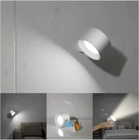Olvoria | Battery-Powered Wall Lamp | Rechargeable, 360° Adjustable and Wireless for Bedrooms, Hallways, and Reading Corners