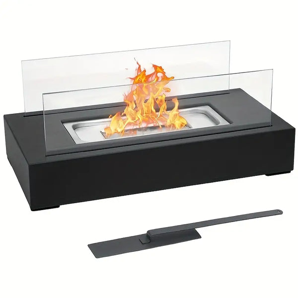 Olvoria | Bioethanol Table Fireplace – With Protective Glass, Indoor & Outdoor