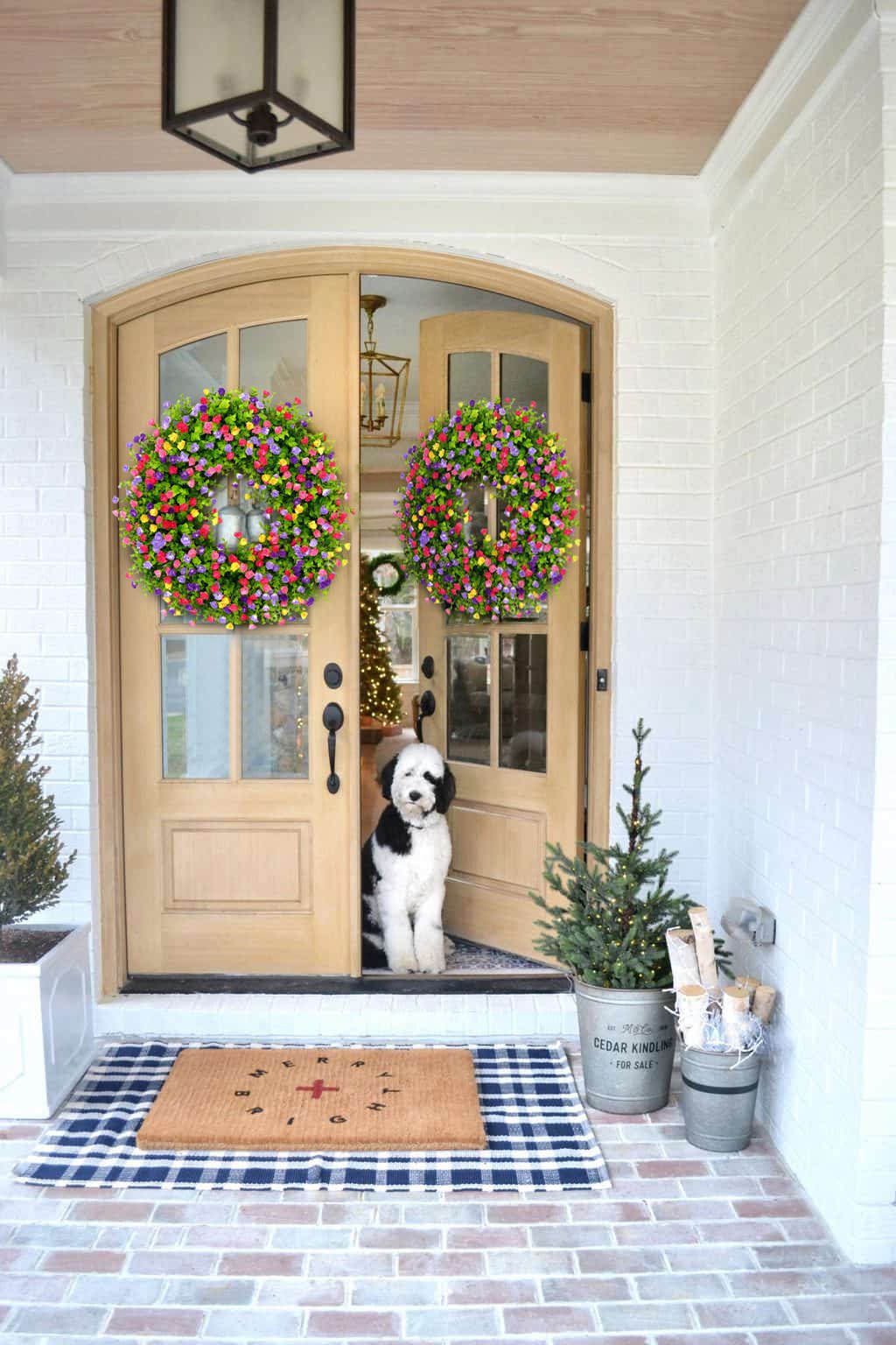 Olvoria | BloomWreath Spring & Summer Front Door Wreath | Handmade Floral Grapevine Accent
