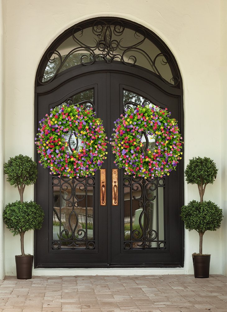 Olvoria | BloomWreath Spring & Summer Front Door Wreath | Handmade Floral Grapevine Accent