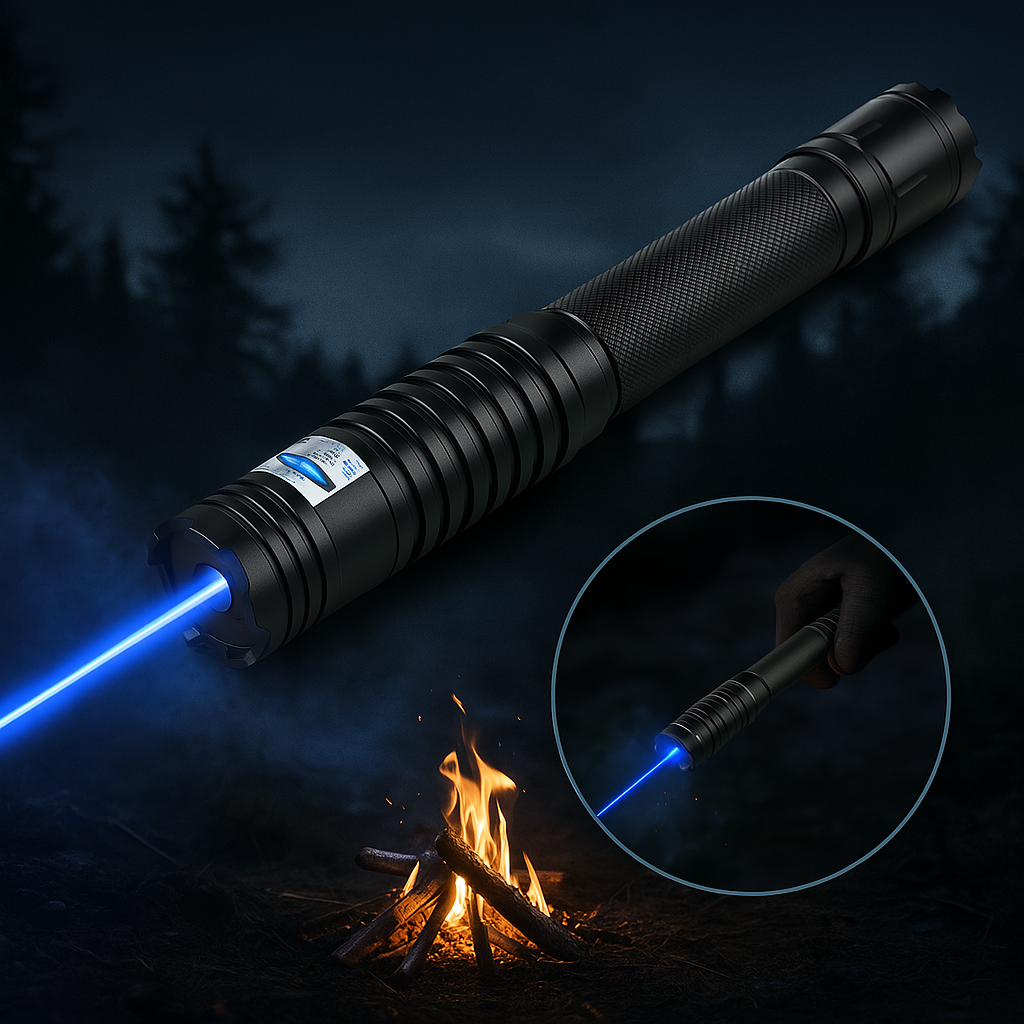 Olvoria | Blue Beam Laser Torch | 450nm High-Intensity Optical Output | Tactical 5000m+ Range | Adjustable Focus Aluminum Chassis | Thermal Ignition Capable Flashlight