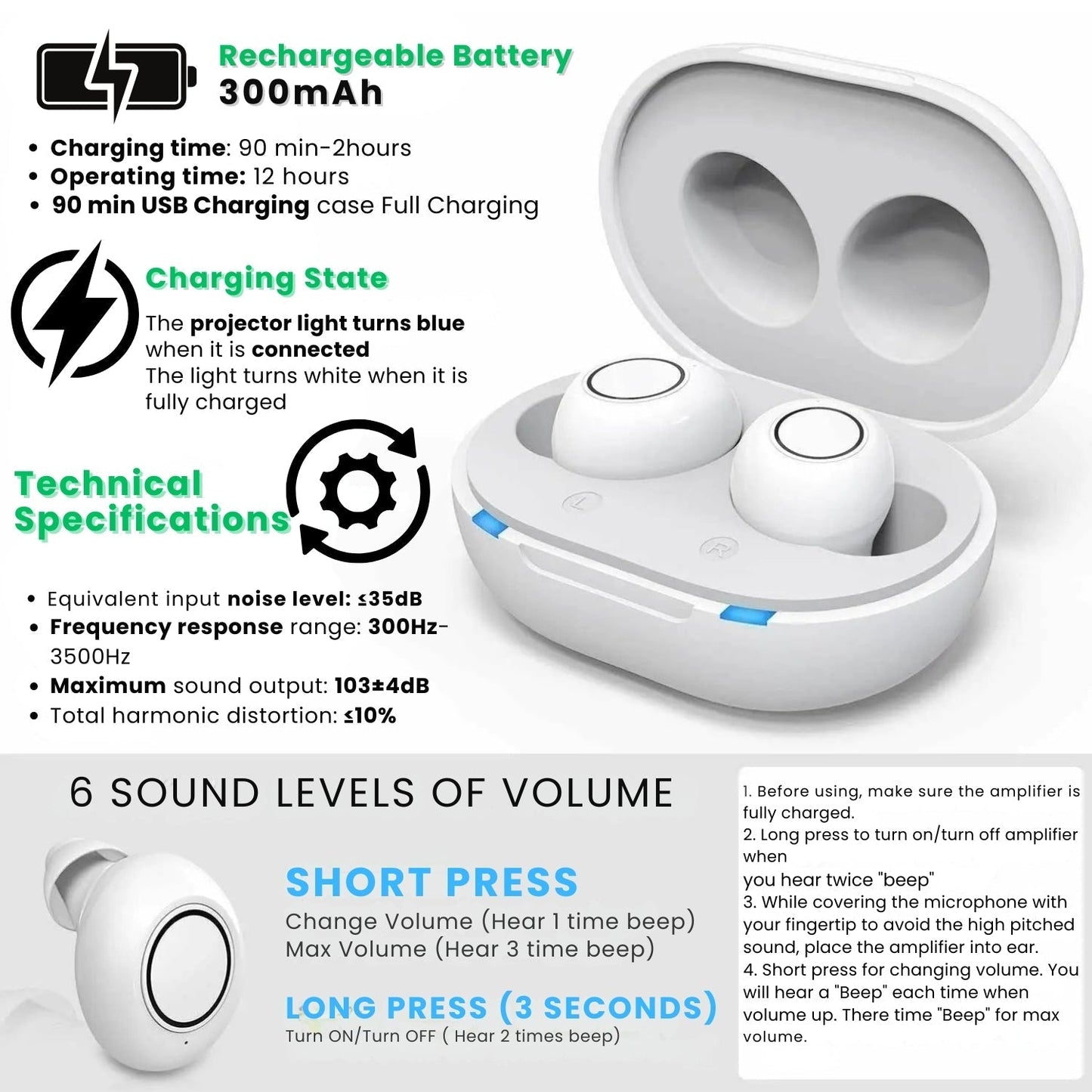 Olvoria | Bluetooth Hearing Aids – Rechargeable In-Ear Digital Hearing Aid with App Control | Discreet, Lightweight & Budget-Friendly for Adults & Seniors