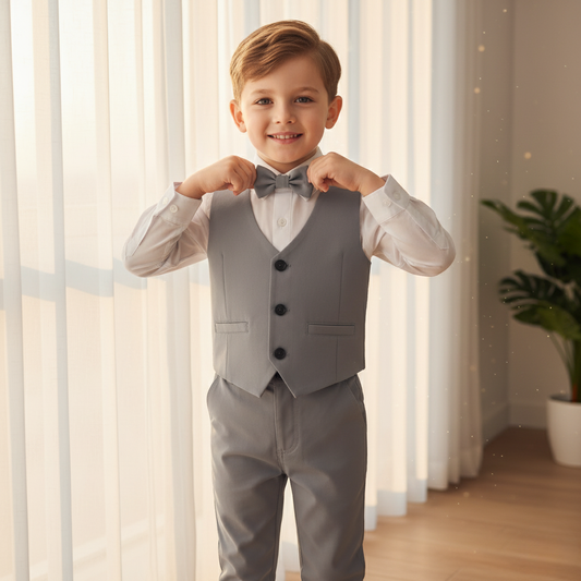 Olvoria | Boys' Formal Cotton Suit Set for Toddlers and Kids