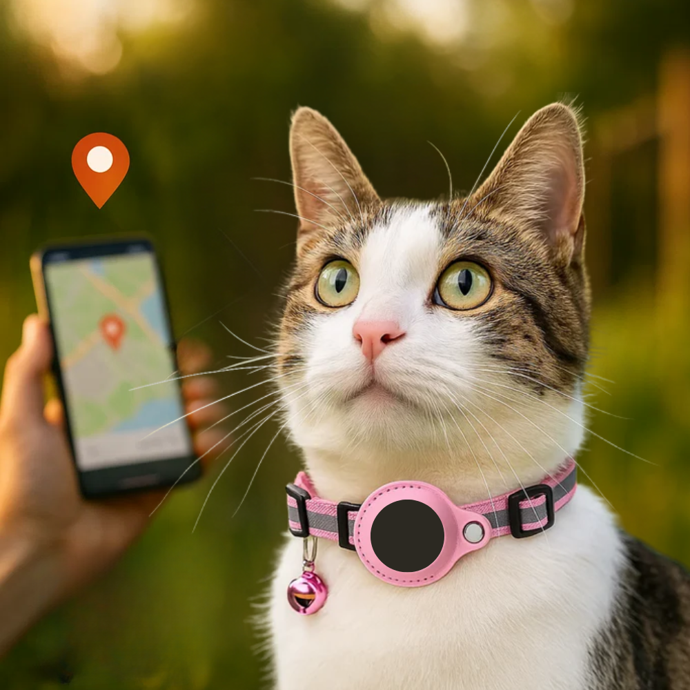 Olvoria | Cat GPS Tracking Collar | Quick Release Lock, Reflective Design & Durable for Outdoor Safety Adventures