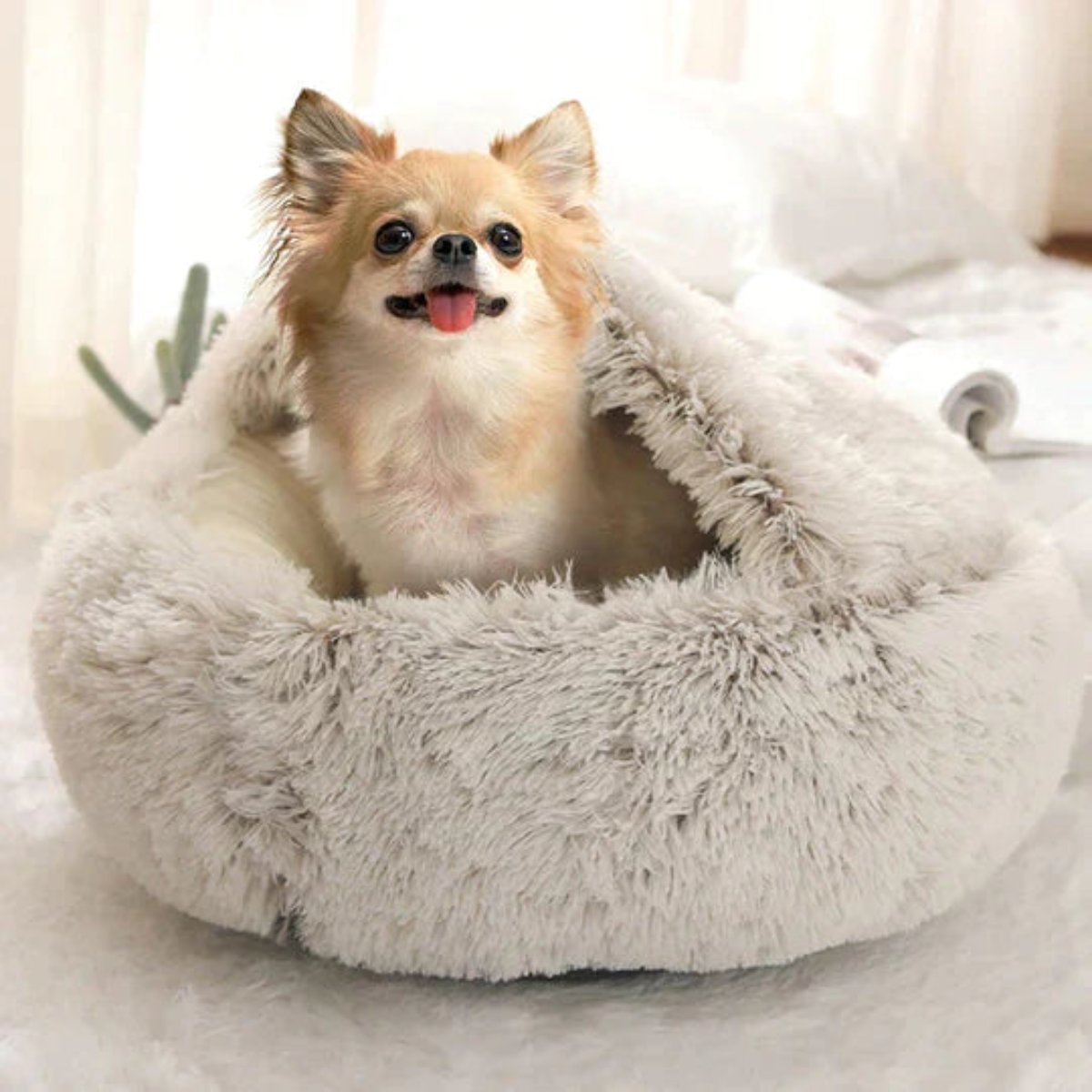Olvoria | Cozy Cave Pet Bed | Soothing and Comfortable Dog Bed for Deep Relaxation