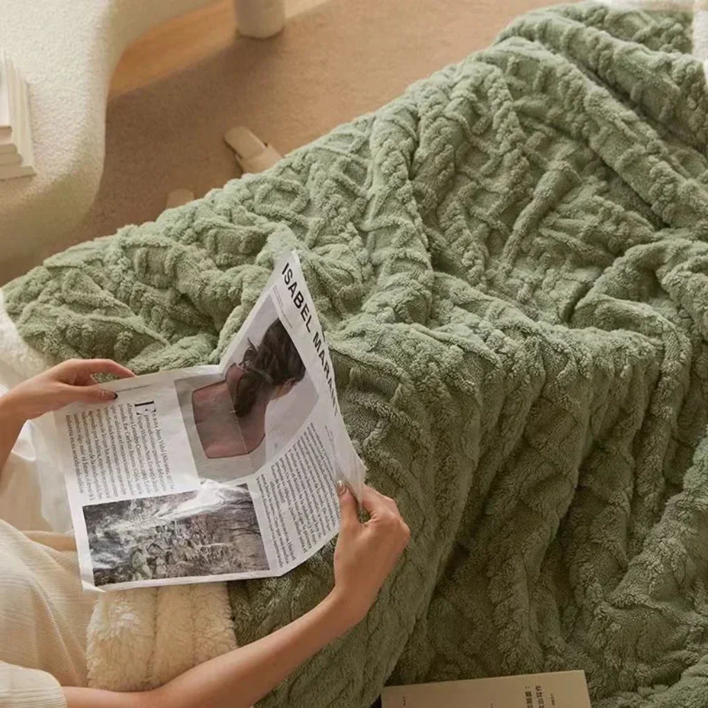 Olvoria | Cozy Plush Sherpa Blanket with Textured Pattern