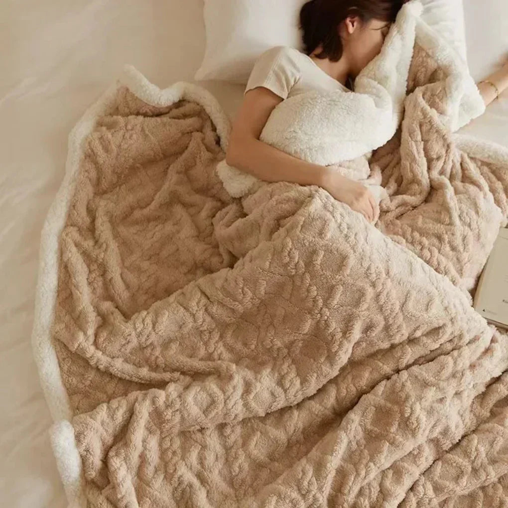 Olvoria | Cozy Plush Sherpa Blanket with Textured Pattern