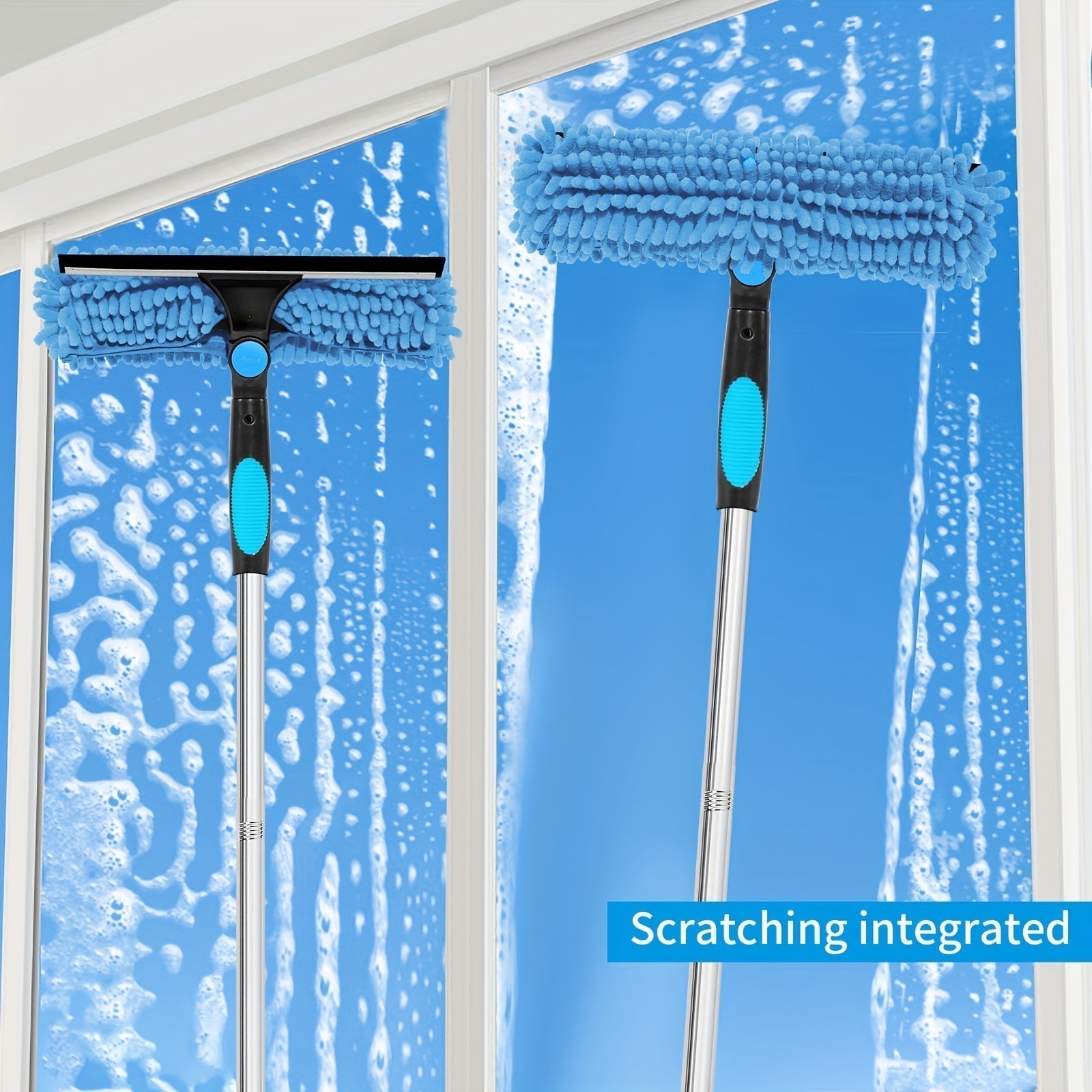 Olvoria | Crystal Clear Window Cleaner – Professional 2-in-1 Telescopic Window and Glass Cleaning System