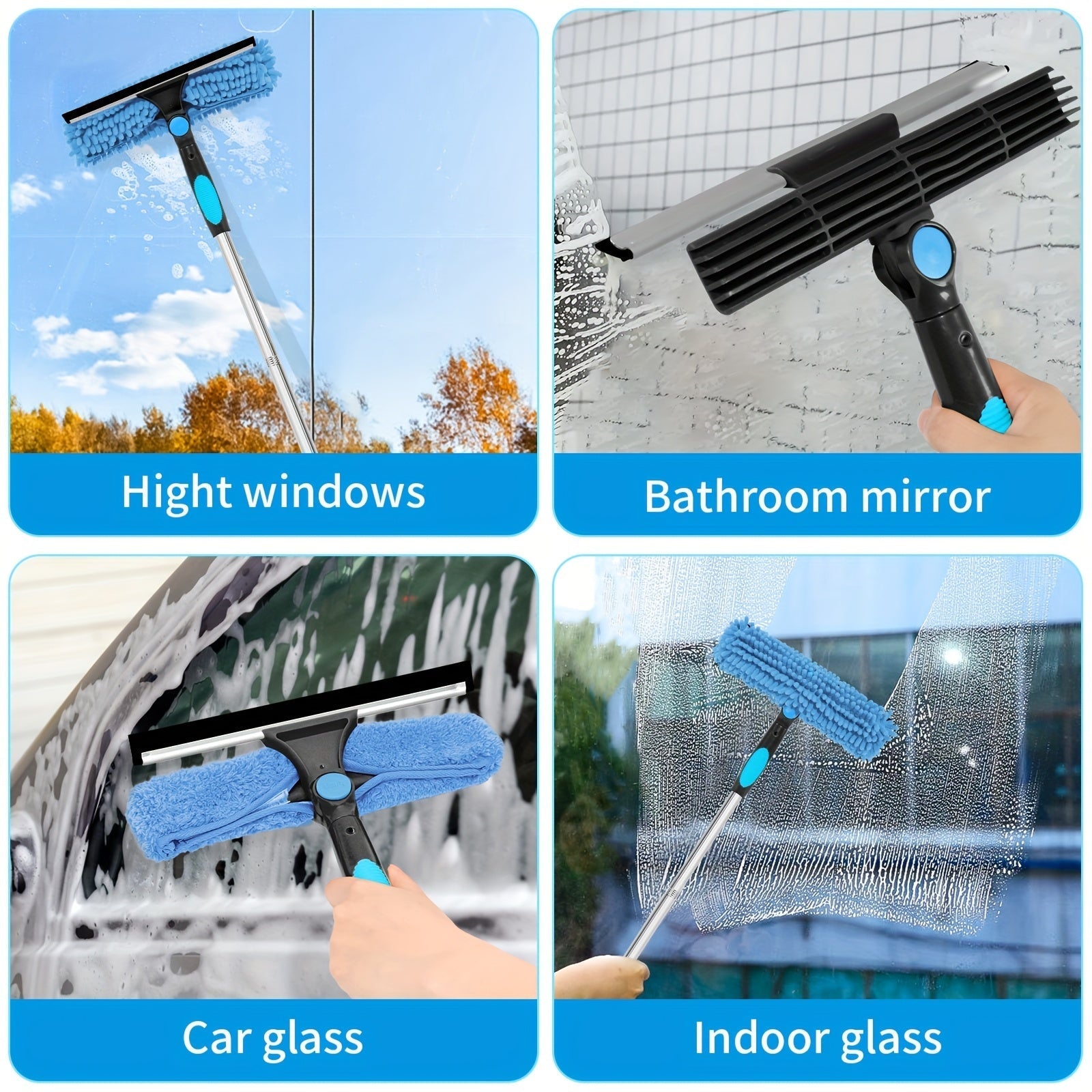 Olvoria | Crystal Clear Window Cleaner – Professional 2-in-1 Telescopic Window and Glass Cleaning System