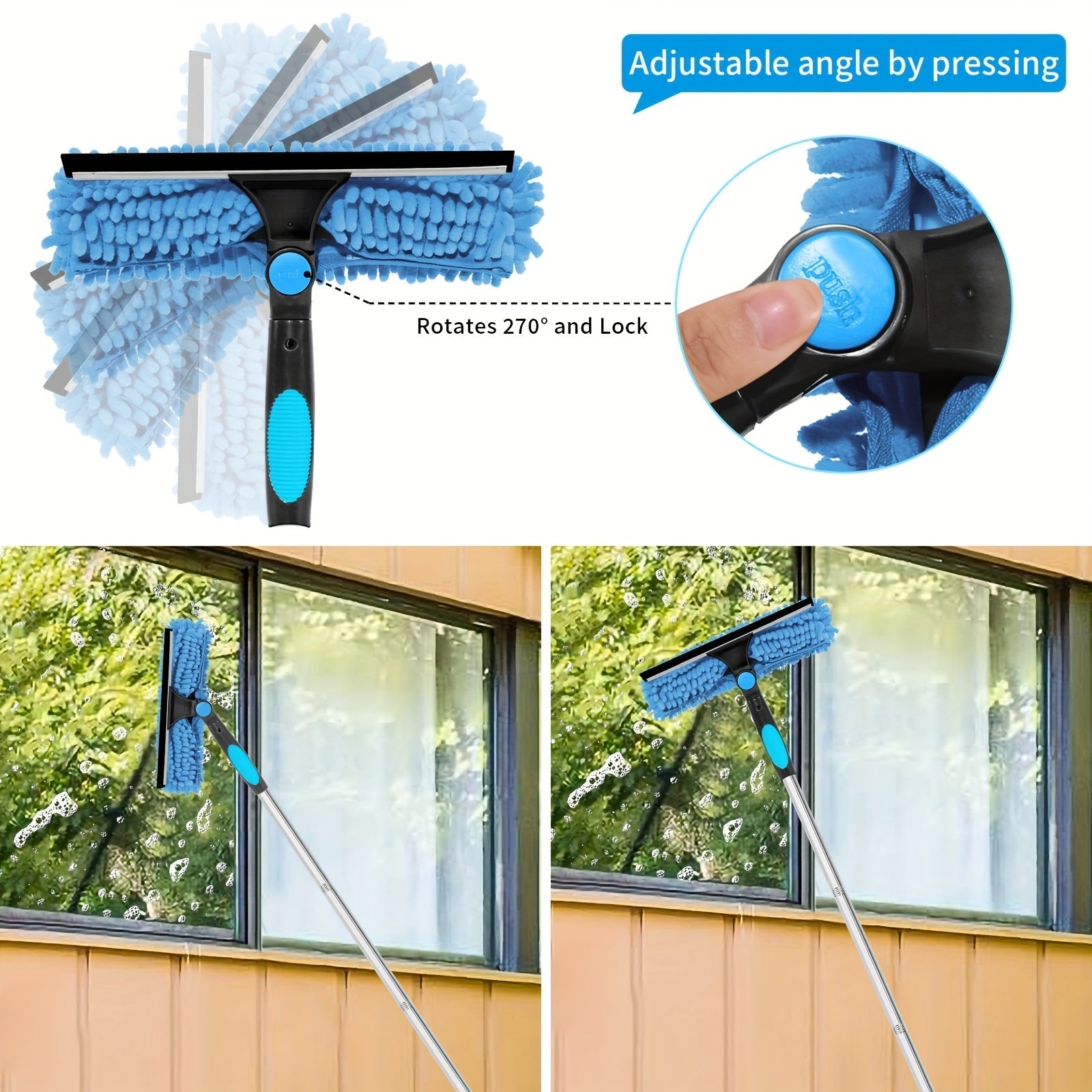 Olvoria | Crystal Clear Window Cleaner – Professional 2-in-1 Telescopic Window and Glass Cleaning System