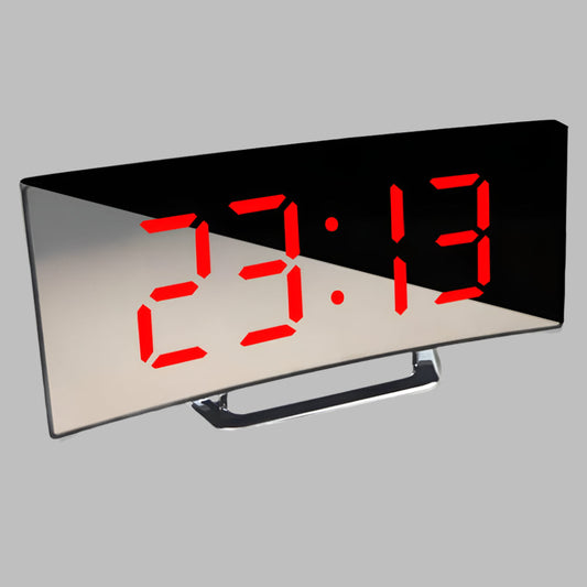 Olvoria | Curved Mirror Digital Alarm Clock with Snooze