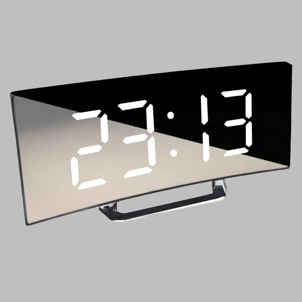 Olvoria | Curved Mirror Digital Alarm Clock with Snooze