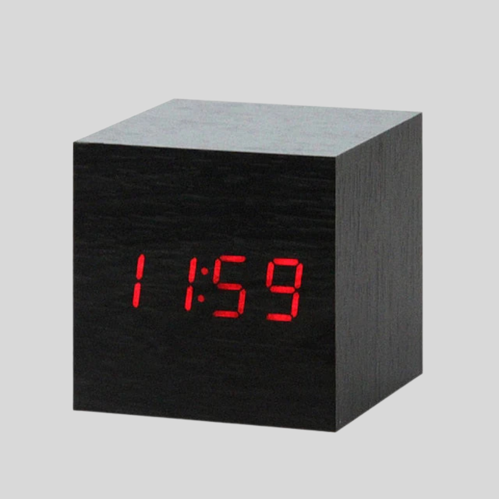 Olvoria | Digital LED Alarm Clock with Wood Look and Temperature