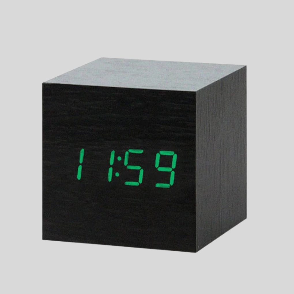 Olvoria | Digital LED Alarm Clock with Wood Look and Temperature