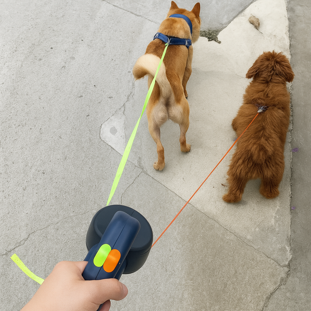 Olvoria | Dual Dog Retractable Leash with 360° Swivel Handle