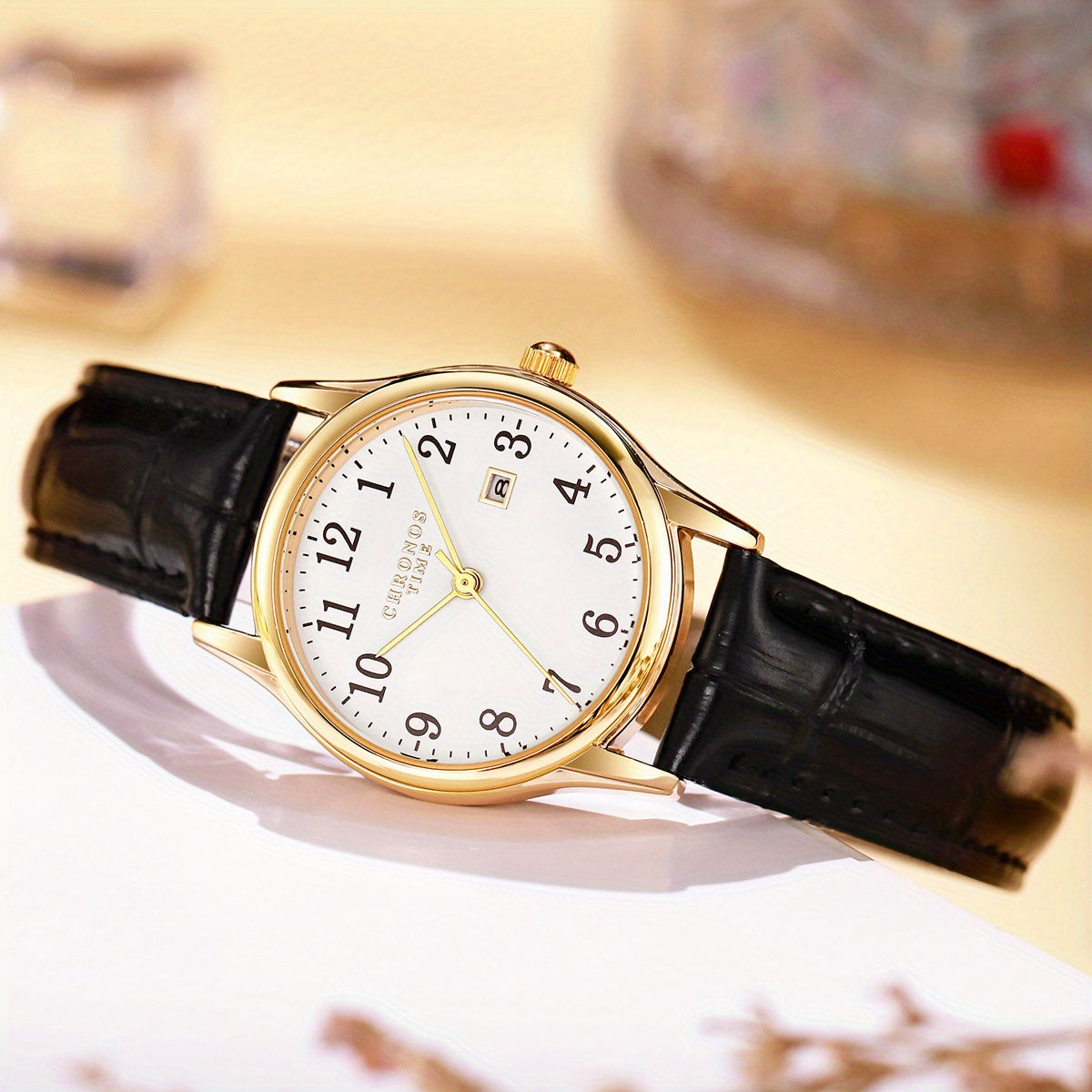 Olvoria | Elegant Women's Watch - Square Clock with Faux Leather Strap | Perfect Gift for Her
